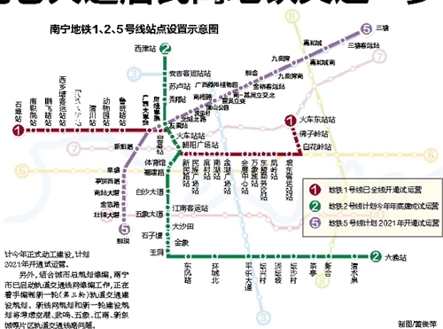 南寧地鐵5號(hào)線站點(diǎn)線路圖，南寧軌道交通南寧地鐵五號(hào)線規(guī)劃圖